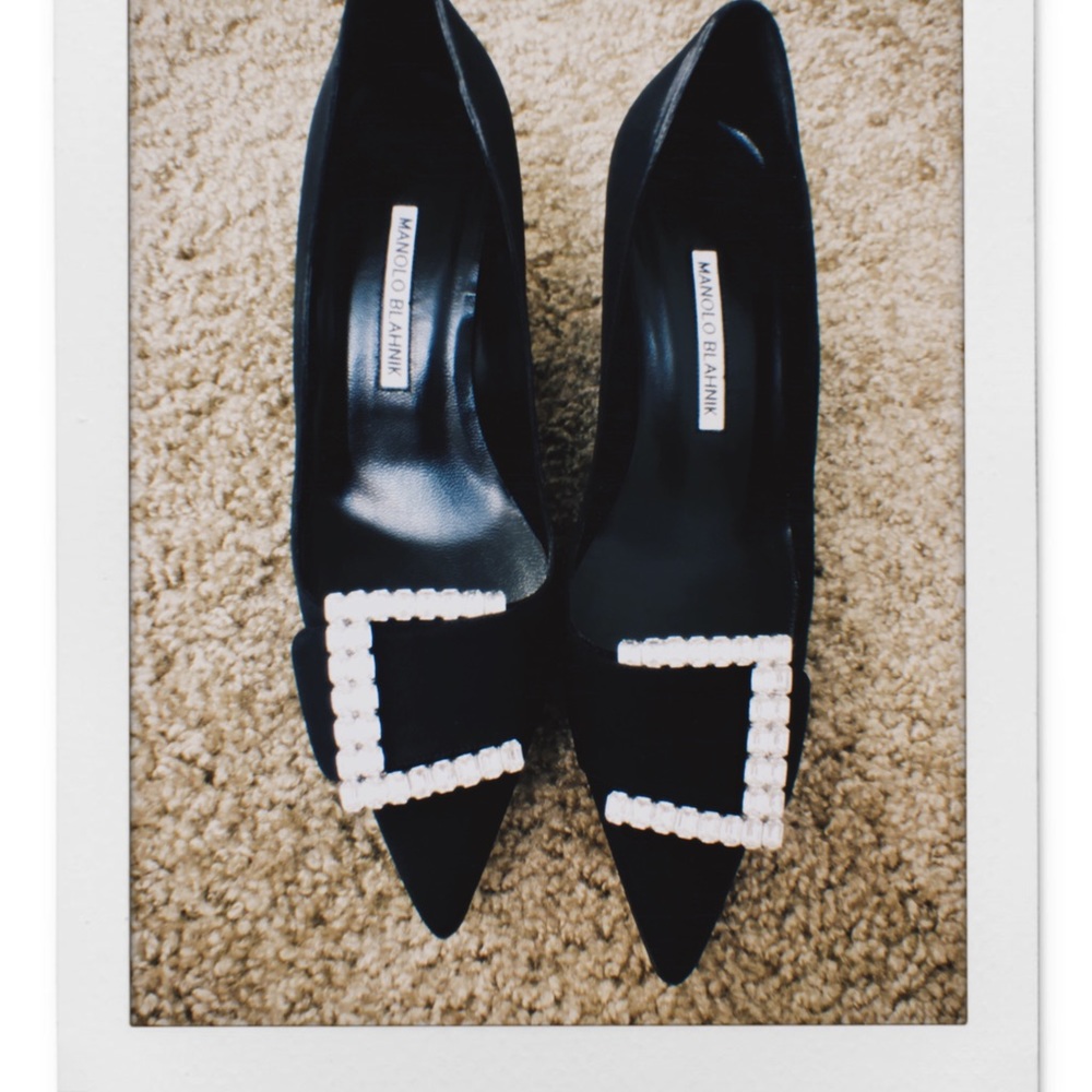 Manolo Blahnik embellished 3”pumps